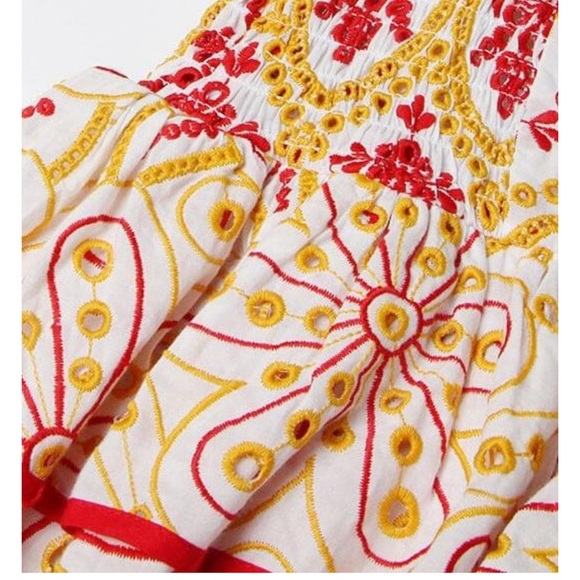 NWT Printed Embroidered Off-shoulder Mini Dress - Picture 2 of 11